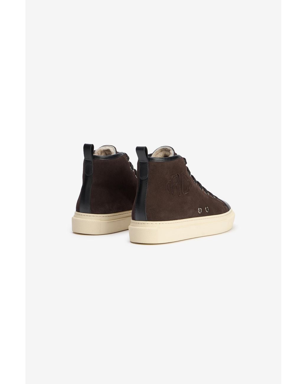 Roberto Cavalli Black High-Top Sneakers Chocolate With Rc Monogram for men