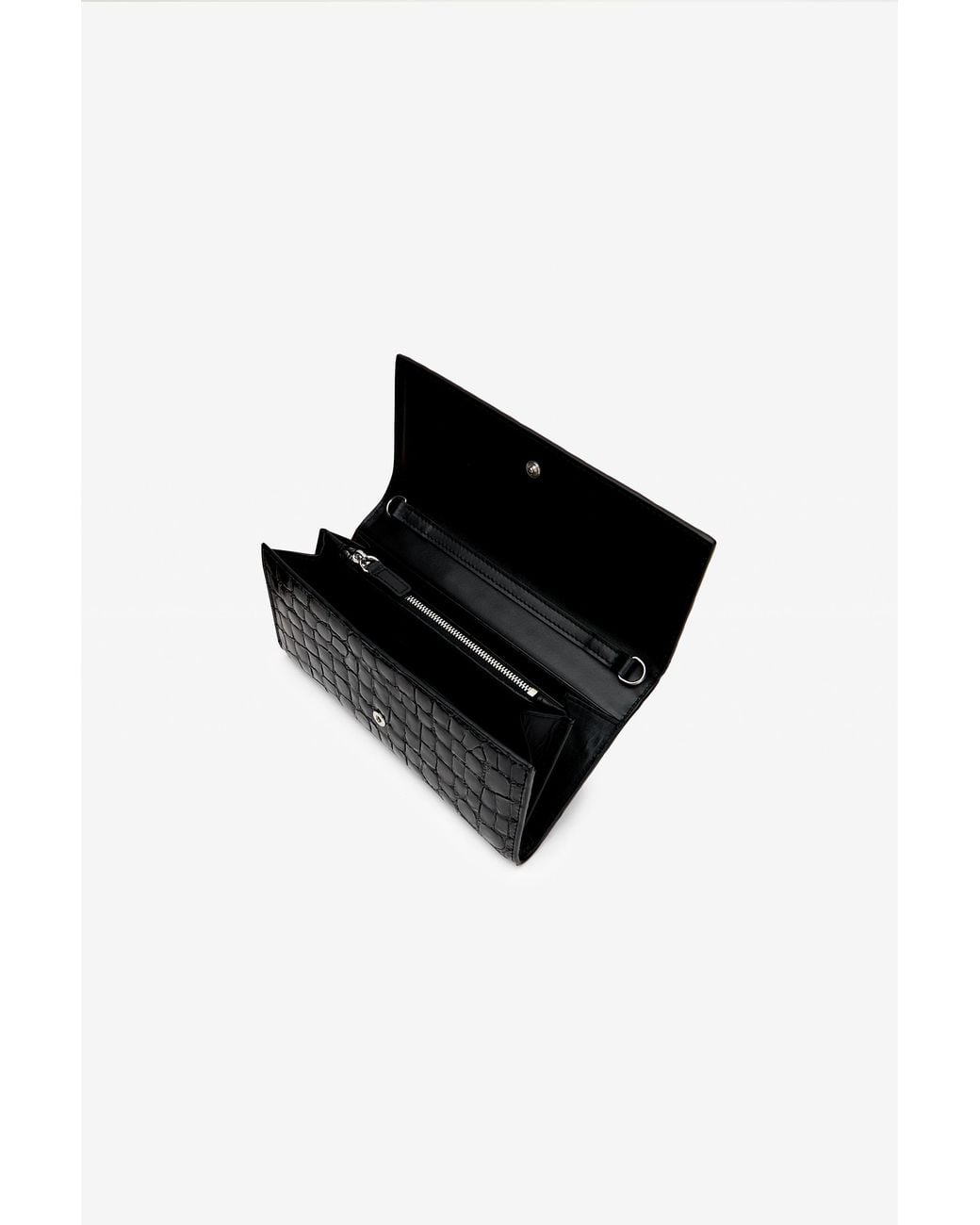 Roberto Cavalli Black Roar Leather Wallet With Chain
