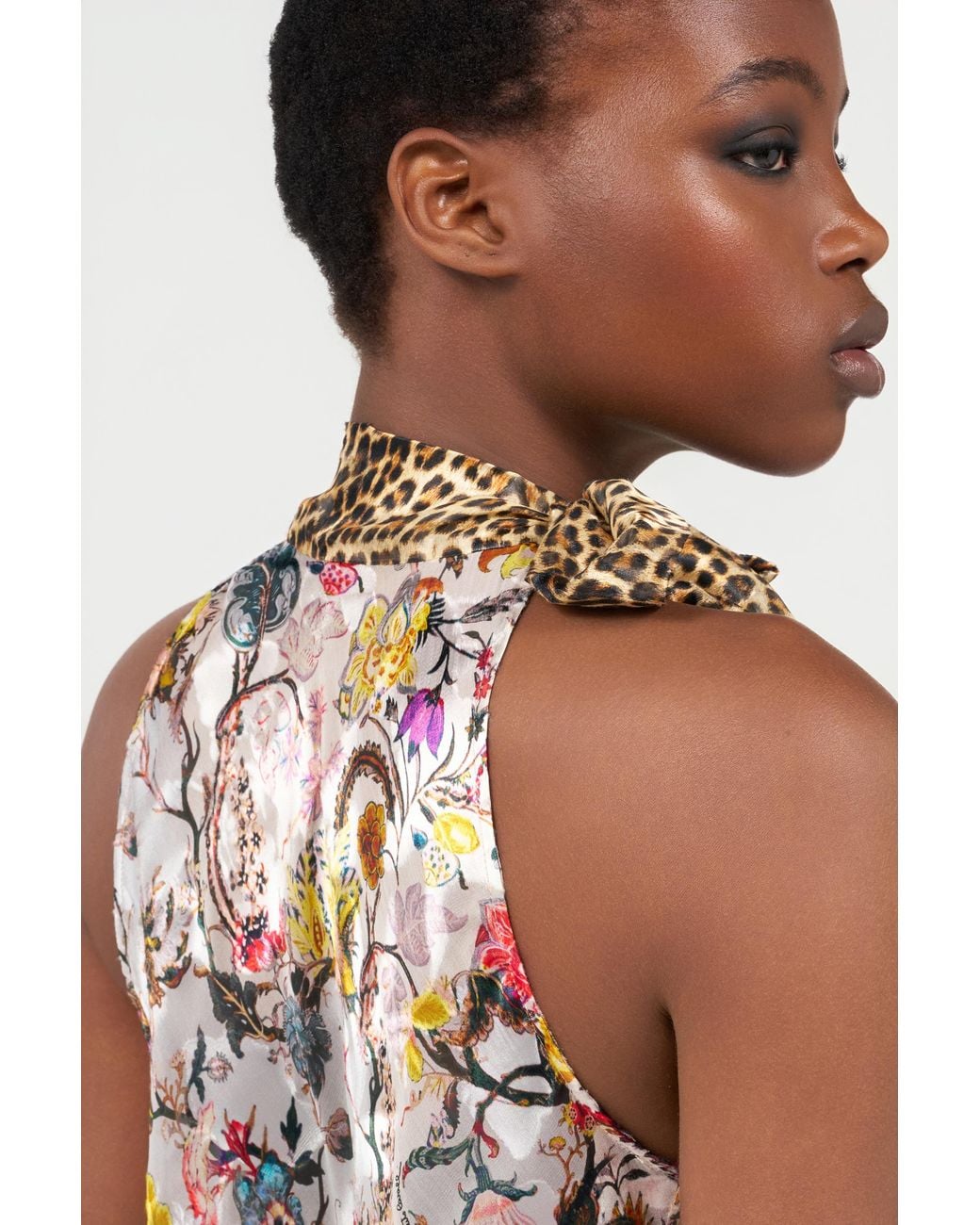 Roberto Cavalli White Top With Florentine Flowers Print