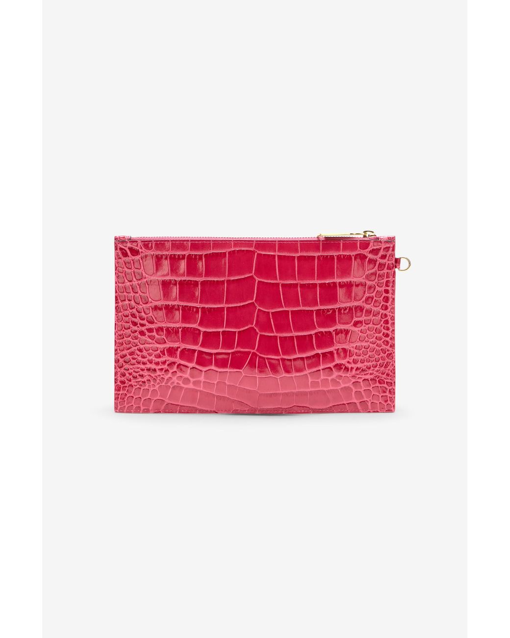 Roberto Cavalli Red Crocodile-Effect Flat Clutch