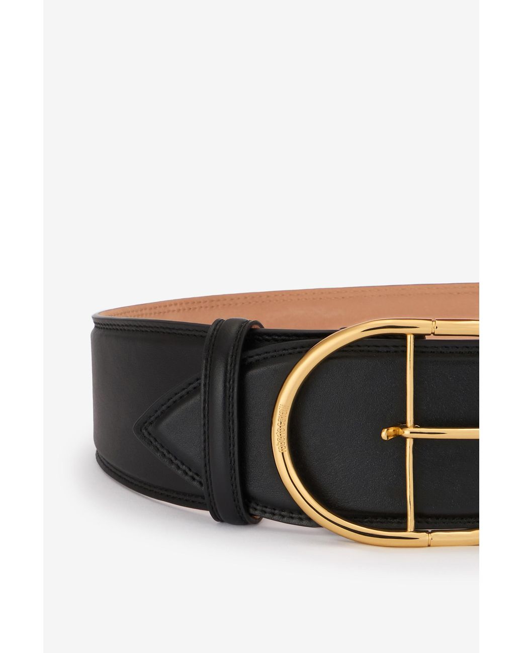 Roberto Cavalli Black Shaped Leather Belt