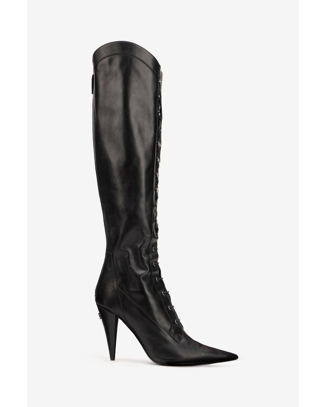 Roberto Cavalli Black Leather High Heel Boots
