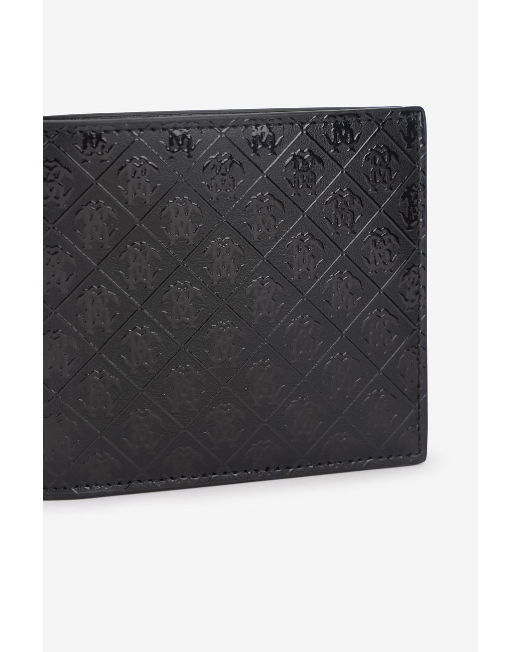 Roberto Cavalli Black Bi-Fold Wallet With Mirror Snake Monogram for men