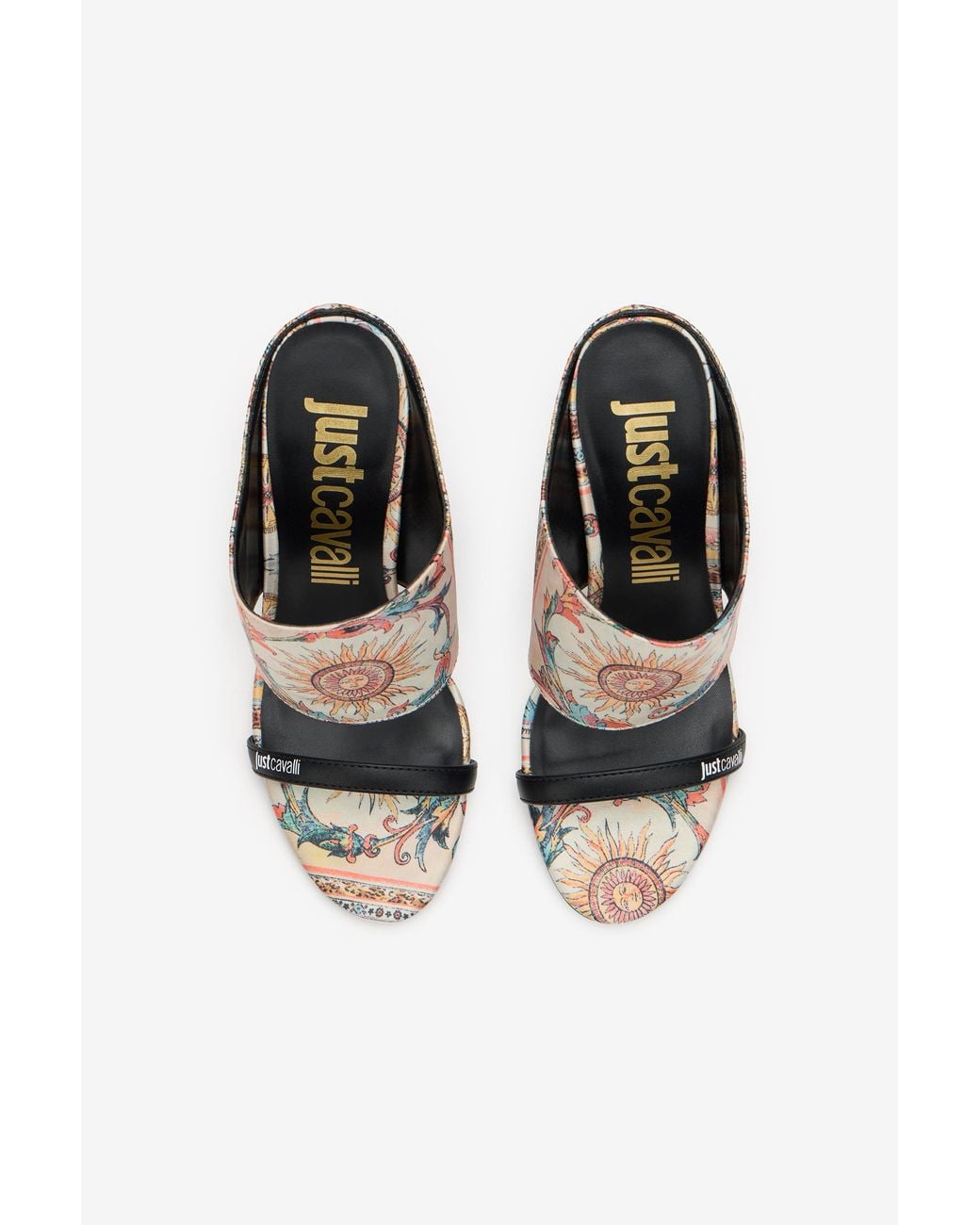 Roberto Cavalli Multicolor Sandal With Persian Tarot Print