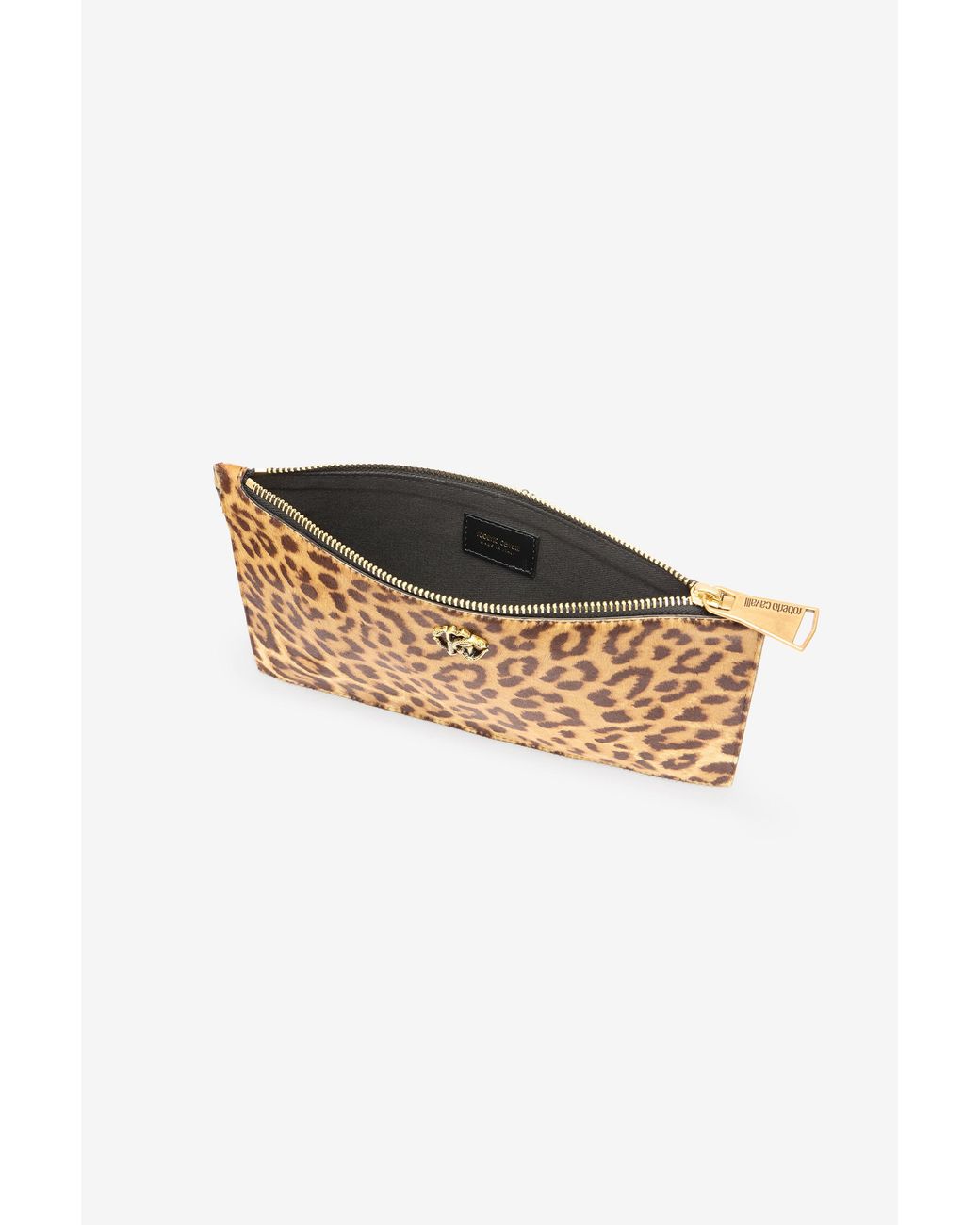 Roberto Cavalli Natural Small Jaguar-Skin Print Clutch