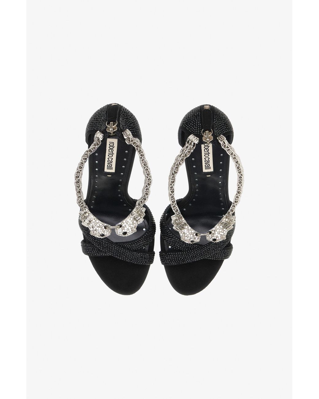 Roberto Cavalli Black Panther-Head High-Heel Sandals
