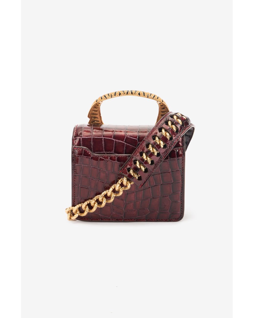 Roberto Cavalli Red Crocodile-Print Roar Bag