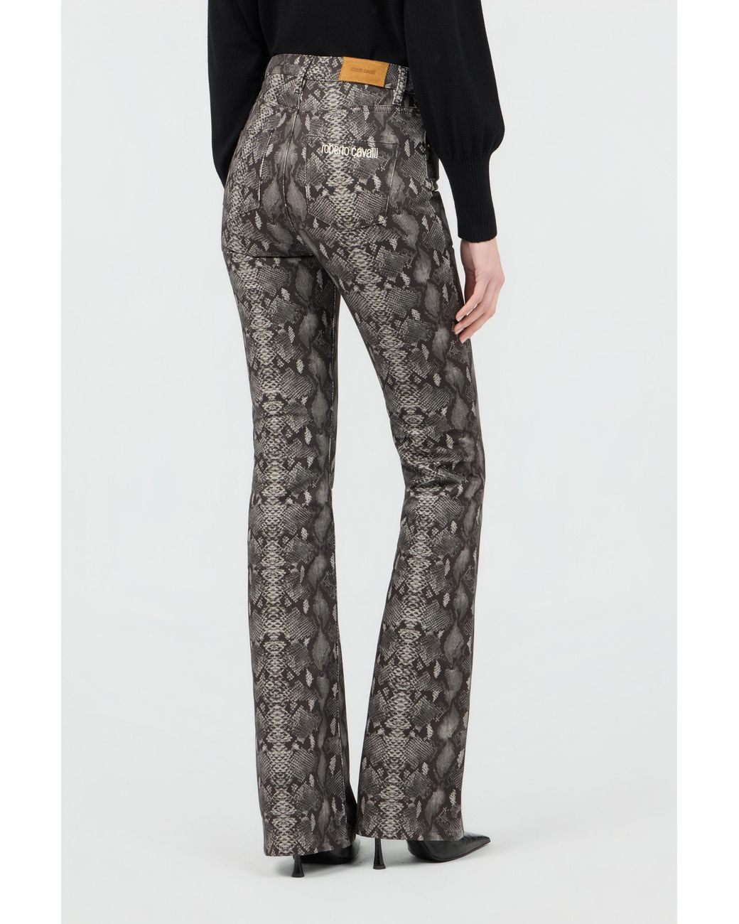 Jeans Stampa Python di Roberto Cavalli in Gray