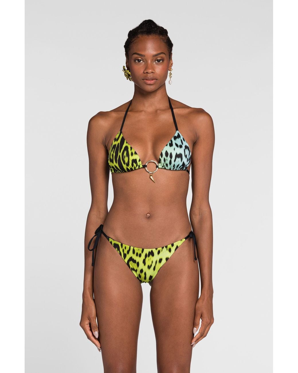 Roberto Cavalli Blue Jaguar-Print Bikini Briefs