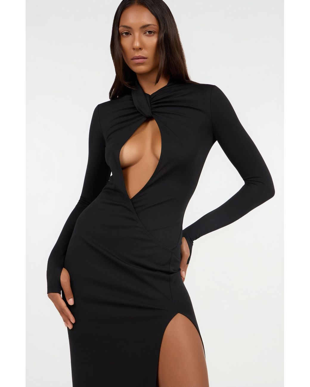 Roberto Cavalli Black Long Dress With Cut-Out And Slit