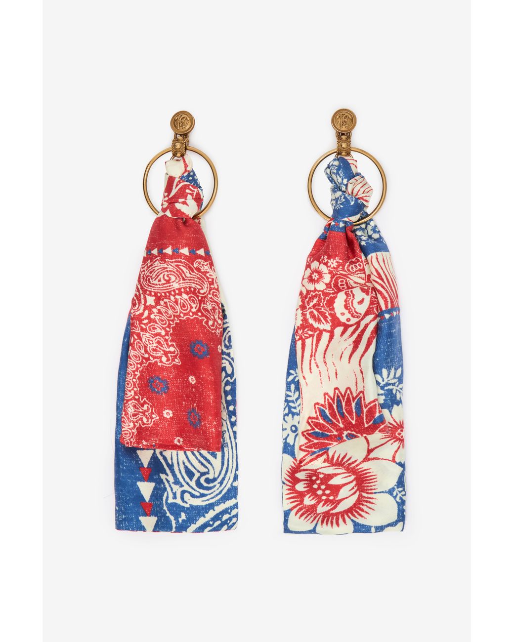 Roberto Cavalli Bandana Print Earrings in Red | Lyst