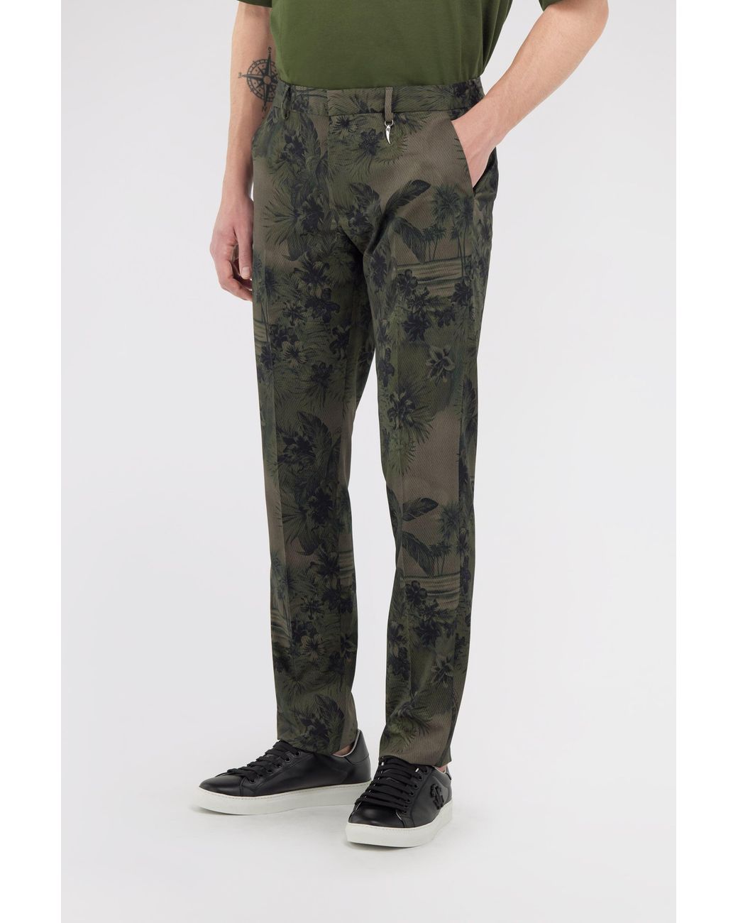 Roberto Cavalli Gray Hawaii Printed Trousers for men