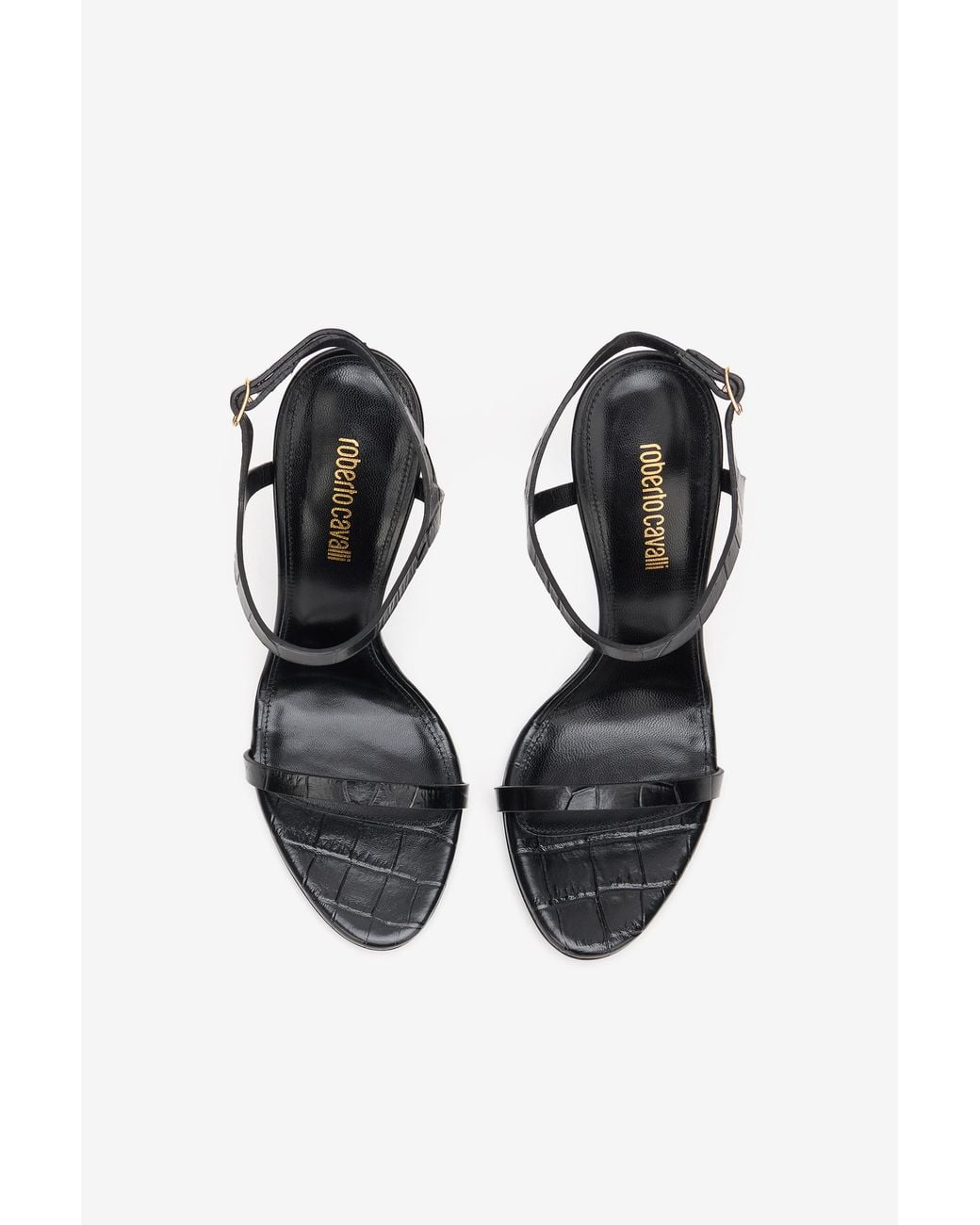 Roberto Cavalli Multicolor Croc-Effect Leather High-Heel Sandals