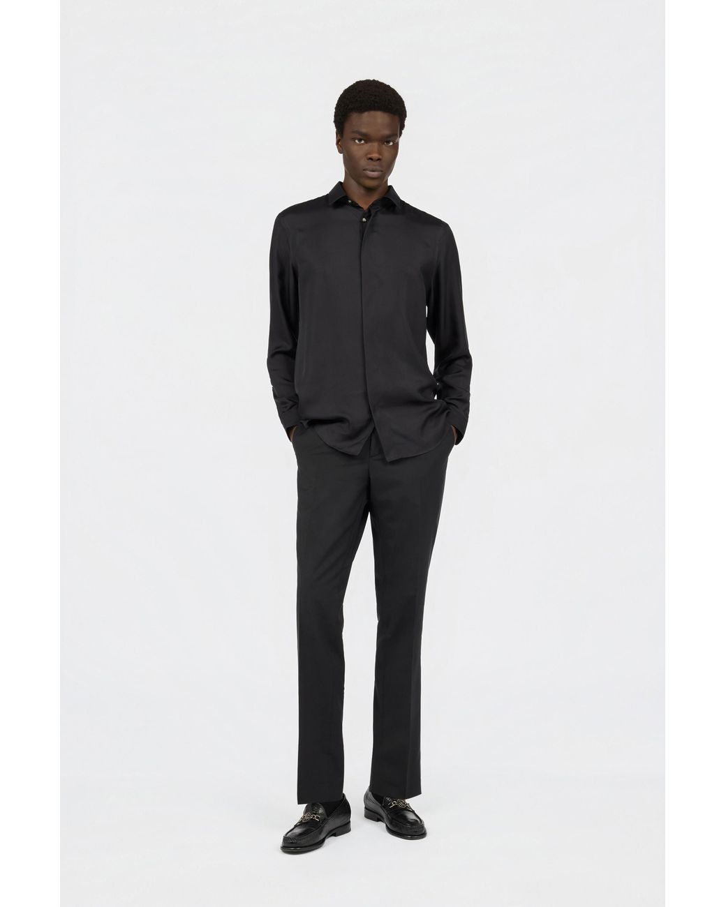 Roberto Cavalli Black Silk Shirt for men