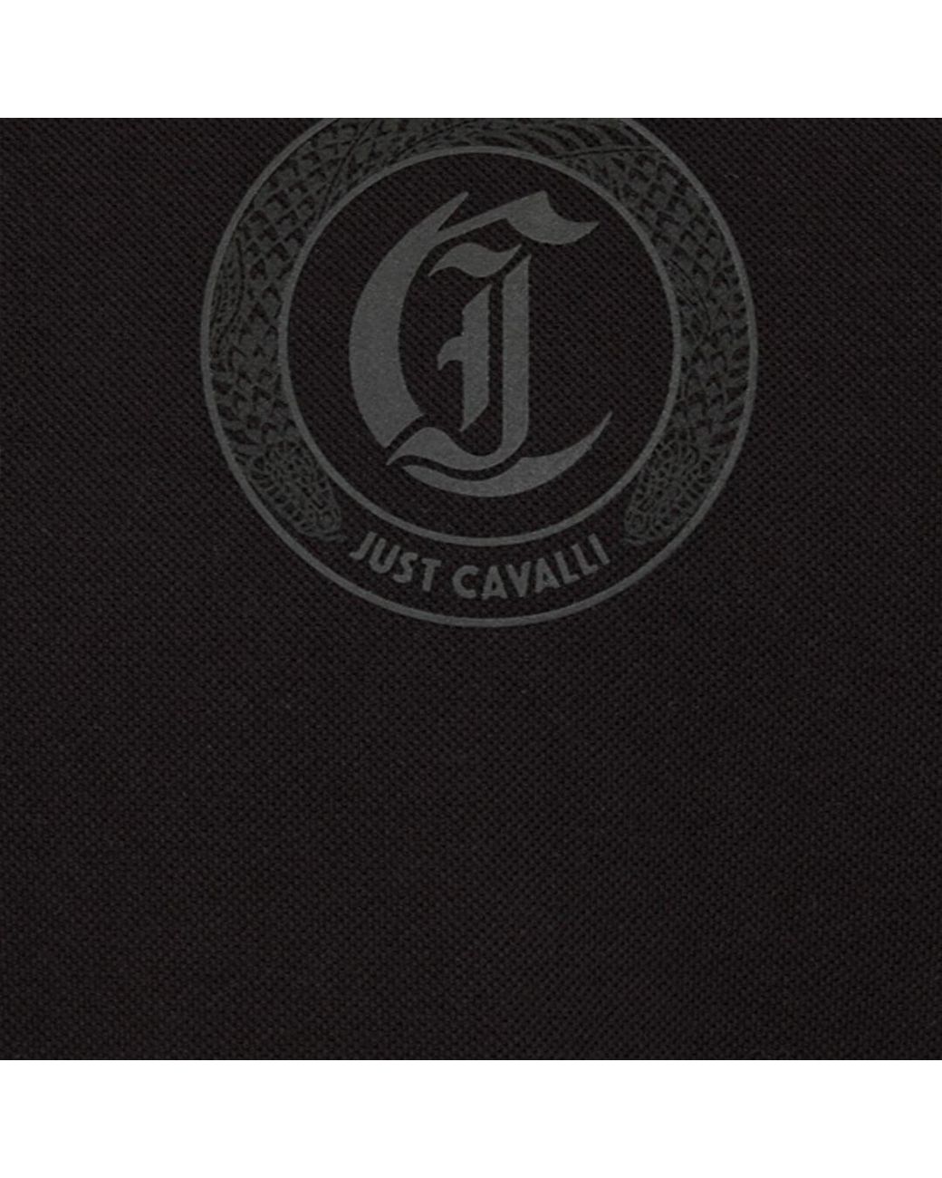 Roberto Cavalli Black Polo With Jc Monogram Embroidery for men