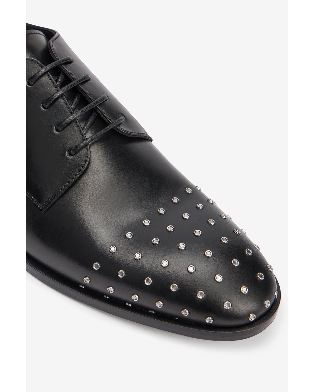 Roberto Cavalli Black Derby Shoes With Studded Toe Cap for men