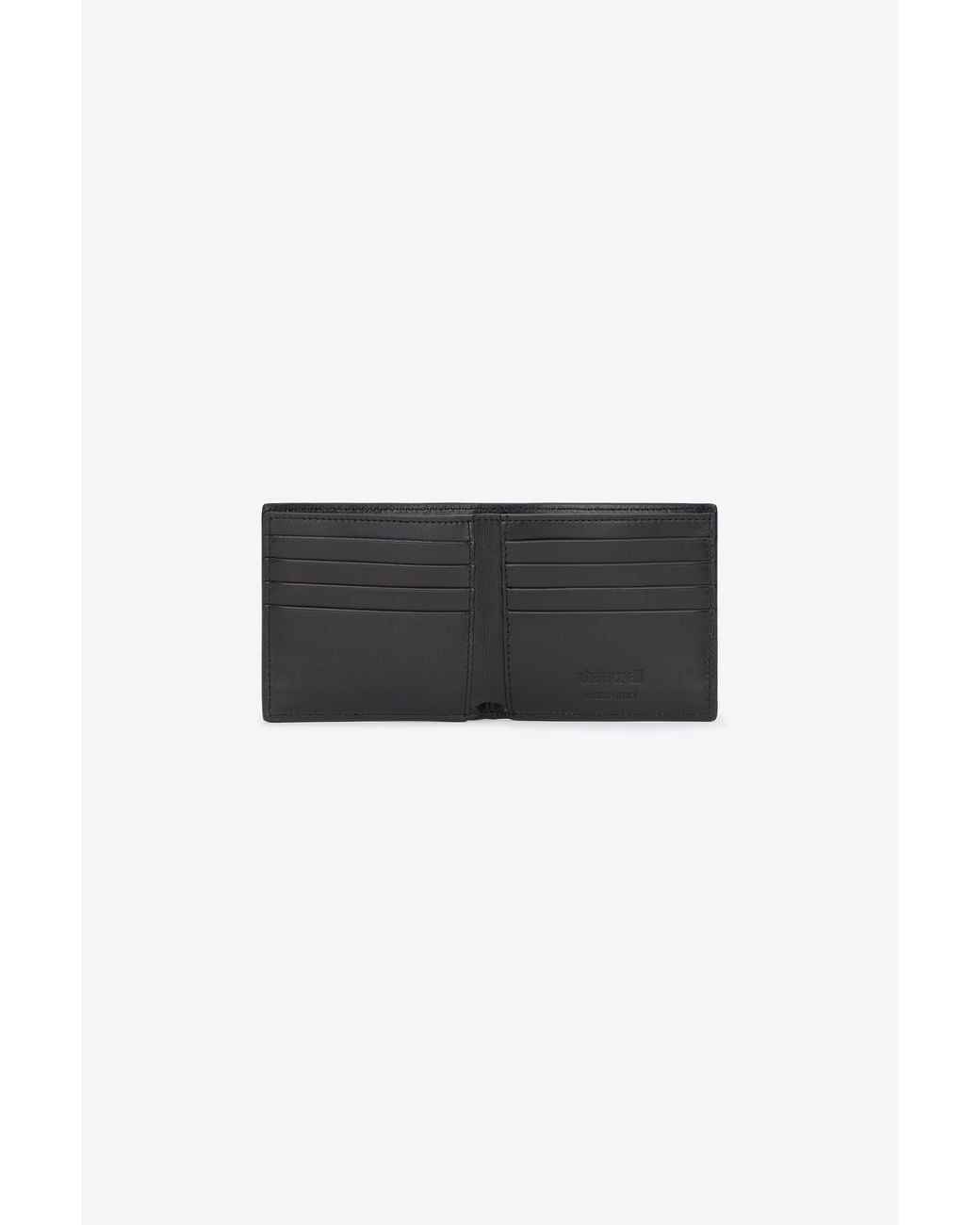 Roberto Cavalli Black Bi-Fold Wallet With Mirror Snake Monogram for men