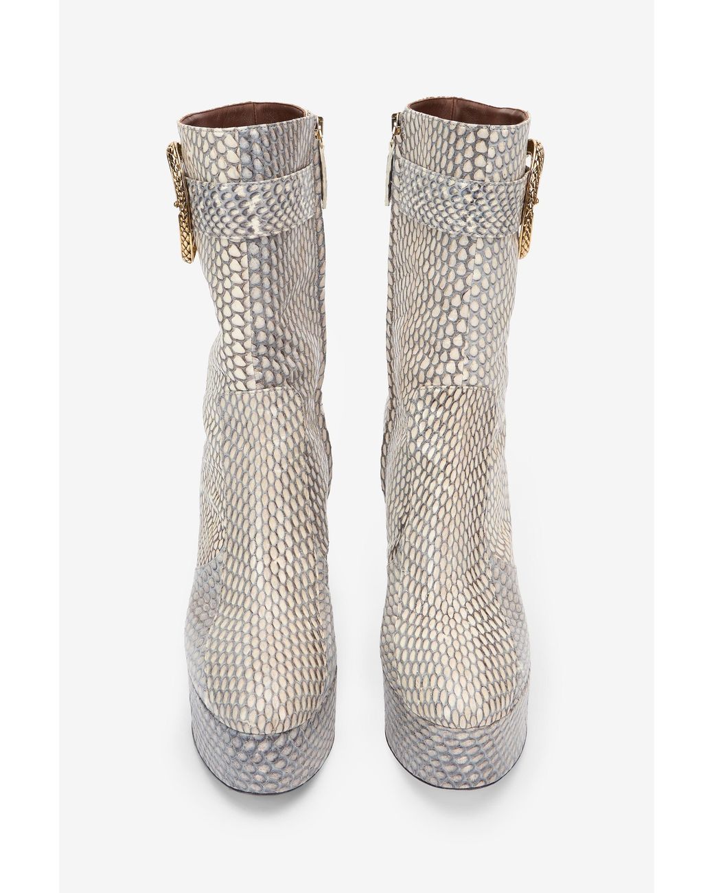 Roberto Cavalli Multicolor Elaphe Leather Platform Ankle Boots