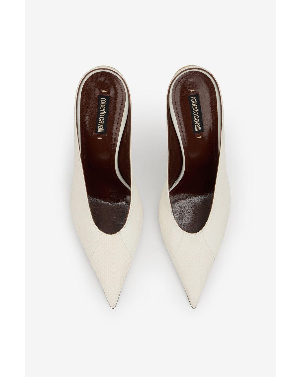 Roberto Cavalli White Serpentine Sabots