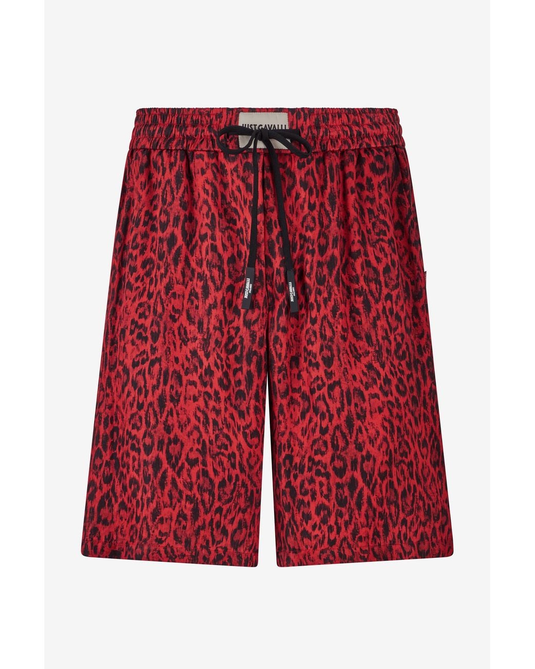 Roberto Cavalli Red Shorts With Jaguar Skin Print for men