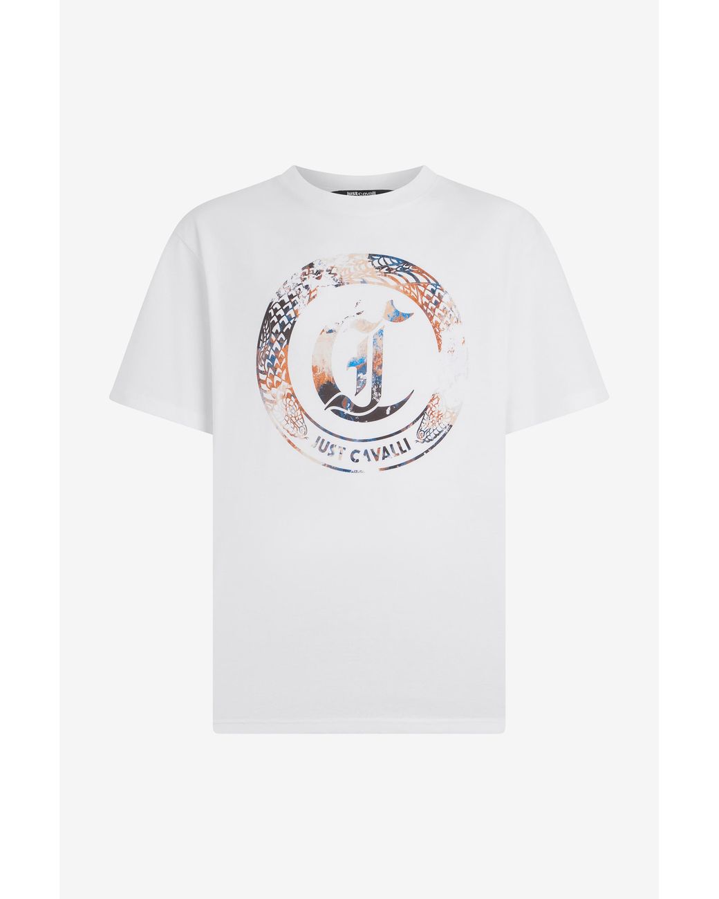Roberto Cavalli White T-Shirt With Jc Monogram And Logo for men