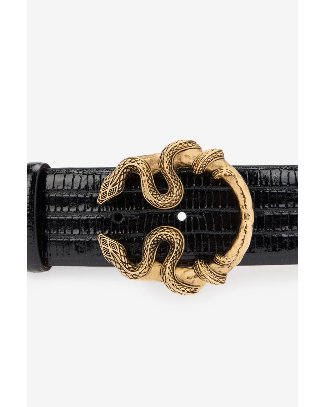 Roberto Cavalli Black Serpentine Leather Belt
