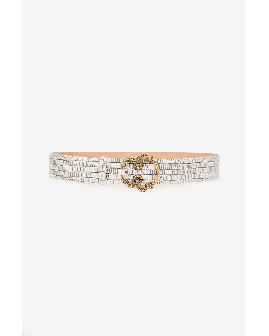 Roberto Cavalli Multicolor Leather Belt With Snake Buckle