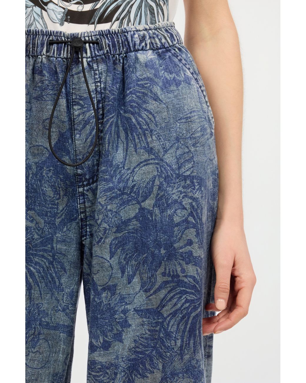 Roberto Cavalli Blue Floral-Print Sports Pants