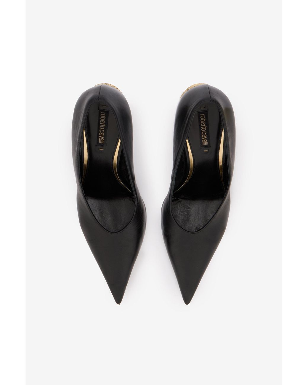Roberto Cavalli Black Serpentine Leather Pump