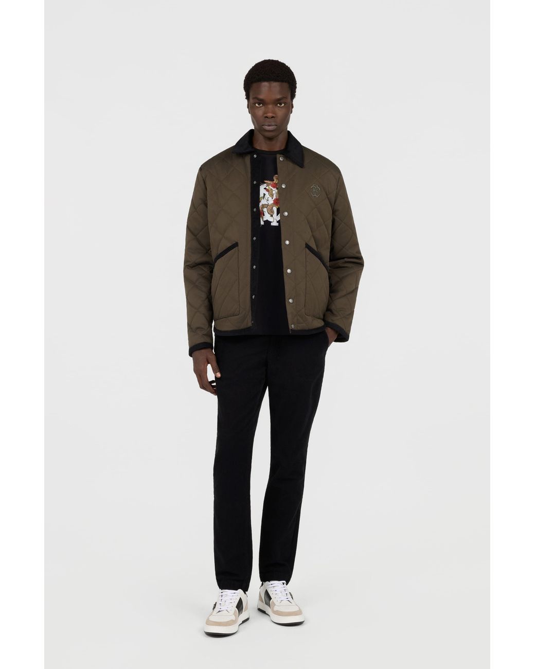 Roberto Cavalli Green Dark Jacket Husky Quilted for men