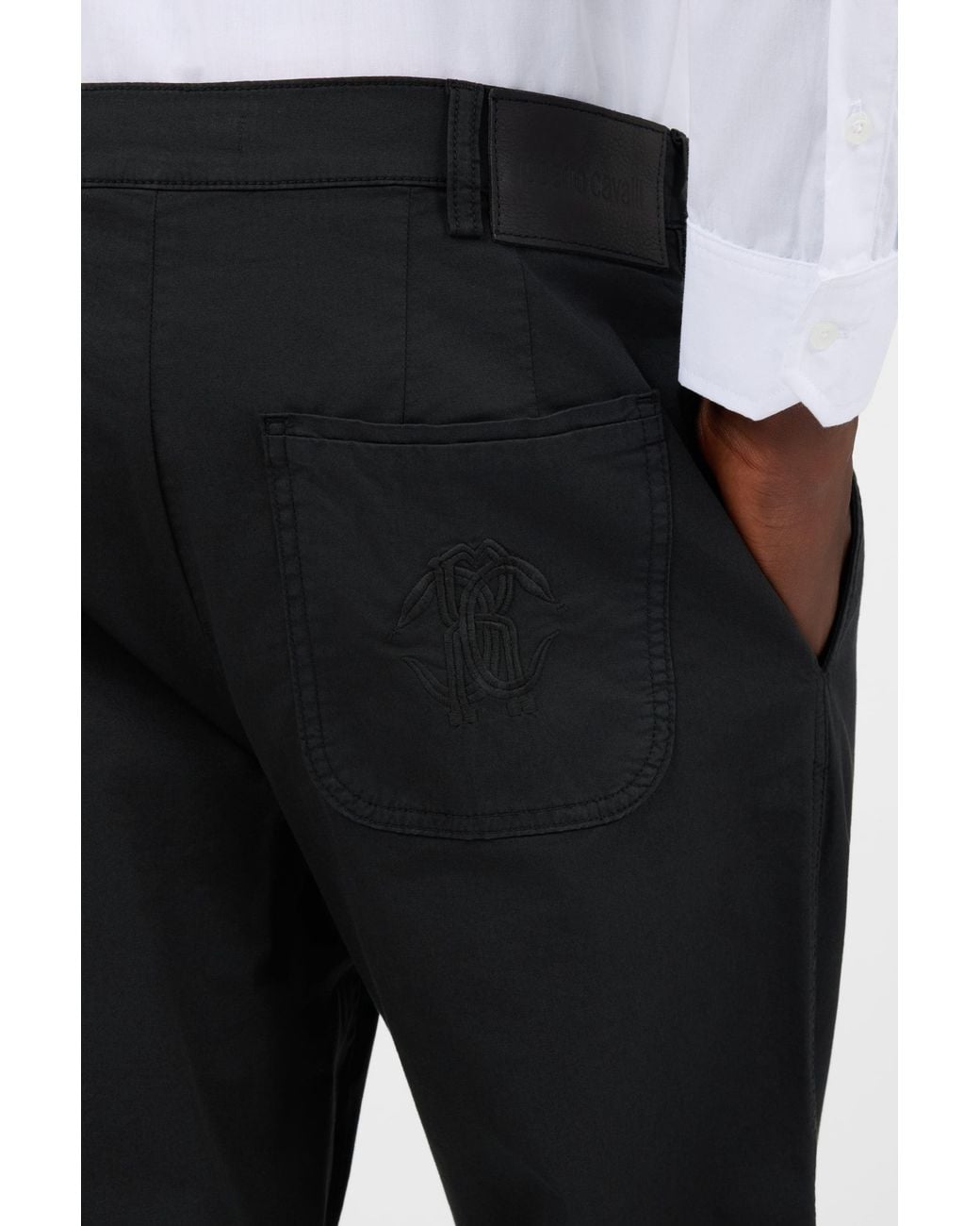 Roberto Cavalli Black Trousers Straight-Leg Pleats for men