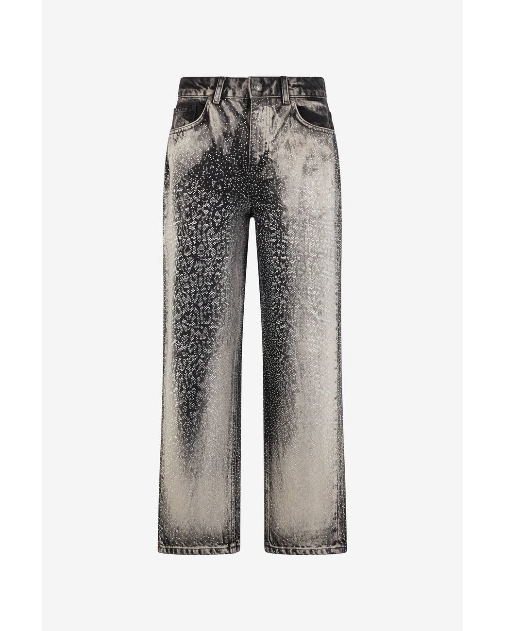 Roberto Cavalli Gray Jeans With Faded Effect And Rhinestones