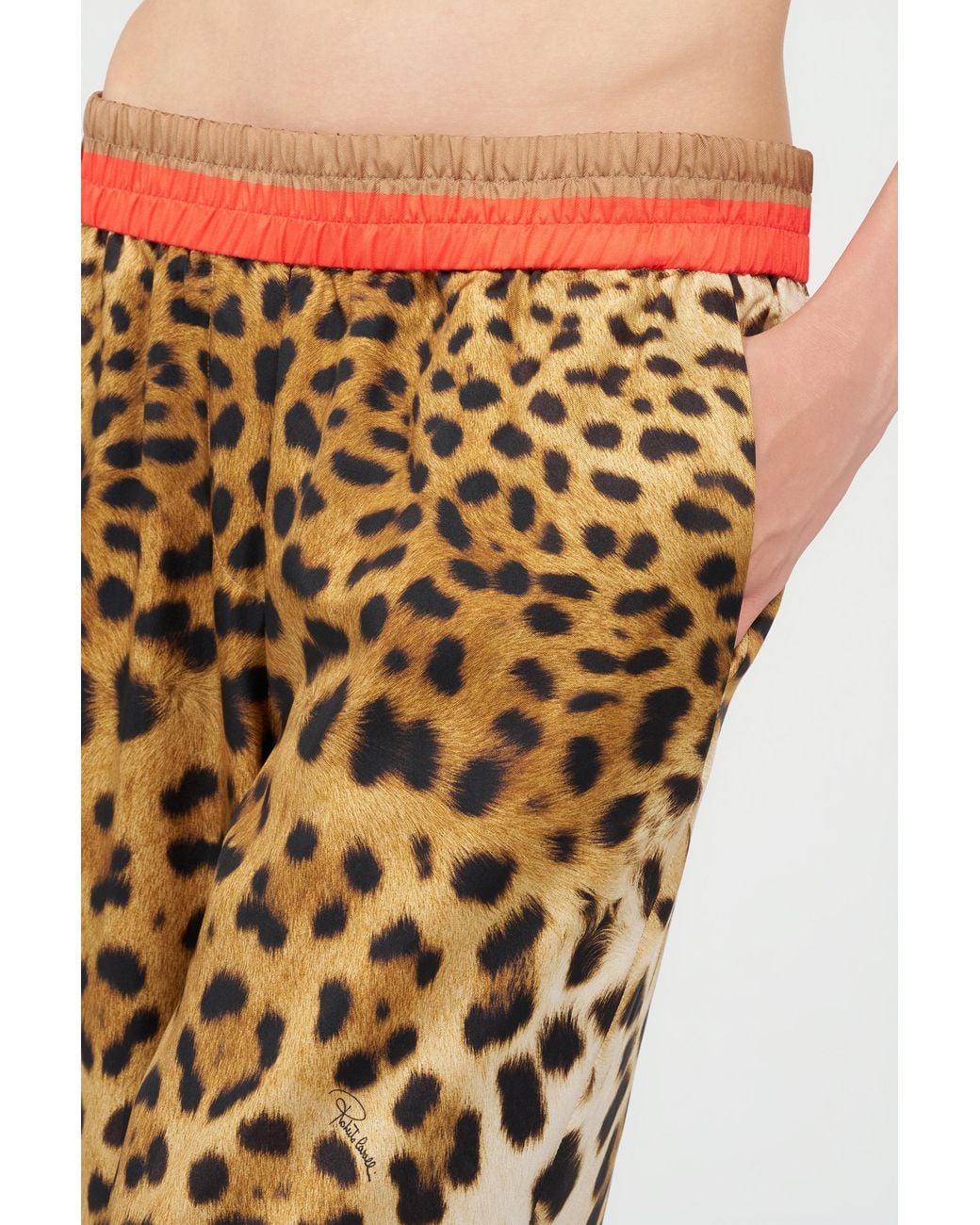 Roberto Cavalli White Palazzo Pants With Cavalli Pop Print