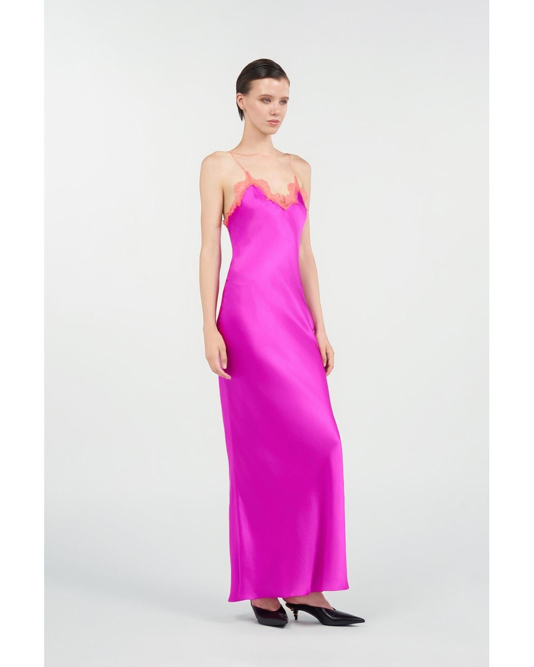 Roberto Cavalli Pink Fuchsia Silk Maxi Slip Dress