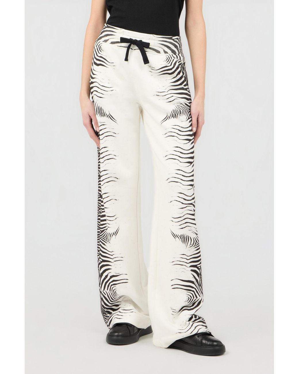 Roberto Cavalli White Zebra Print Trousers