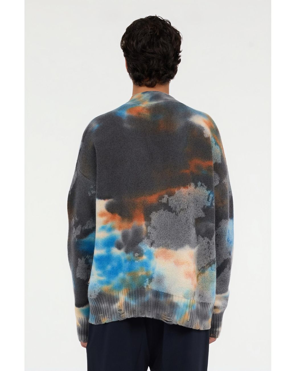 Roberto Cavalli Multicolor Sweater With Rusty Stain Print for men