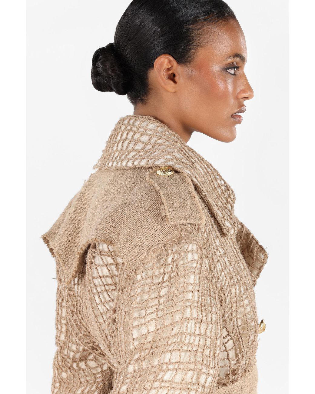 Roberto Cavalli Natural Grid Trench Coat With Belt