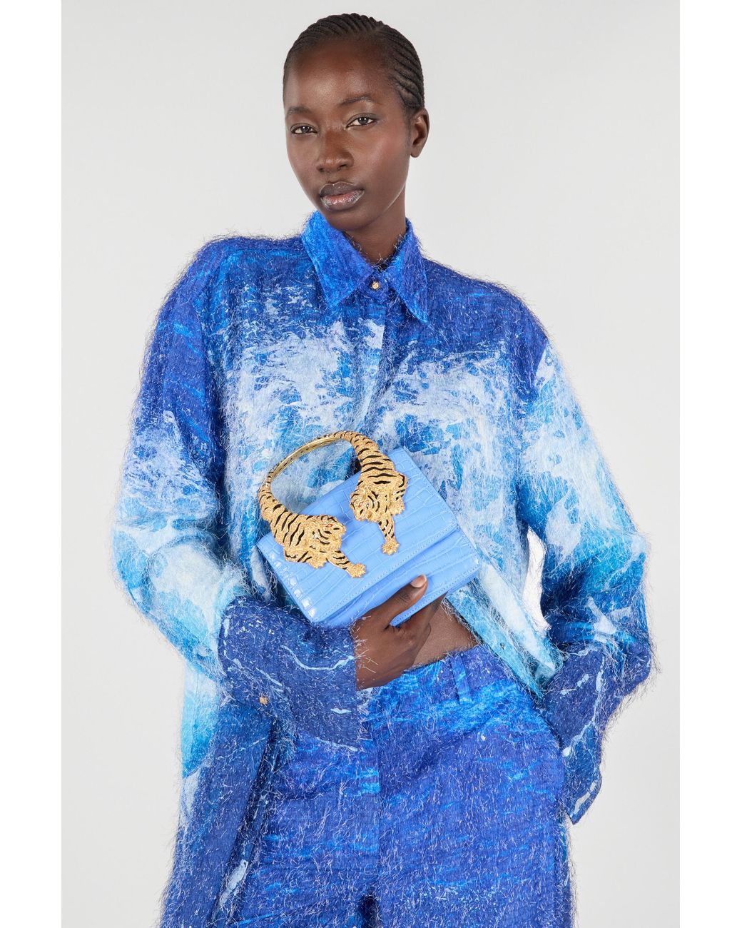 Roberto Cavalli Blue Medium Roar Bag
