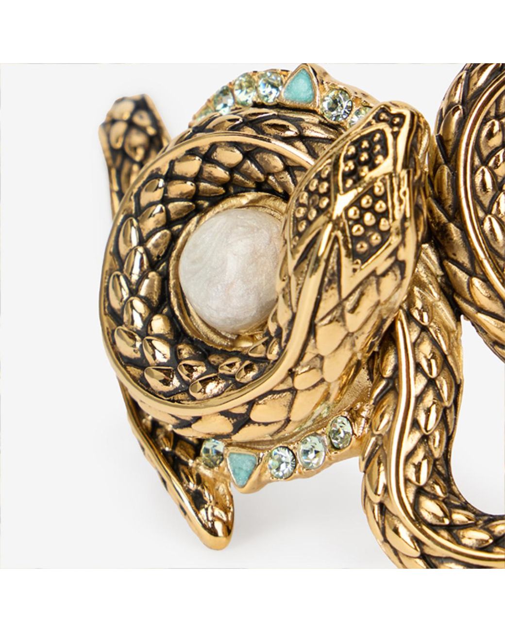 Roberto Cavalli Metallic Inlaid Brass Serpent Bracelet