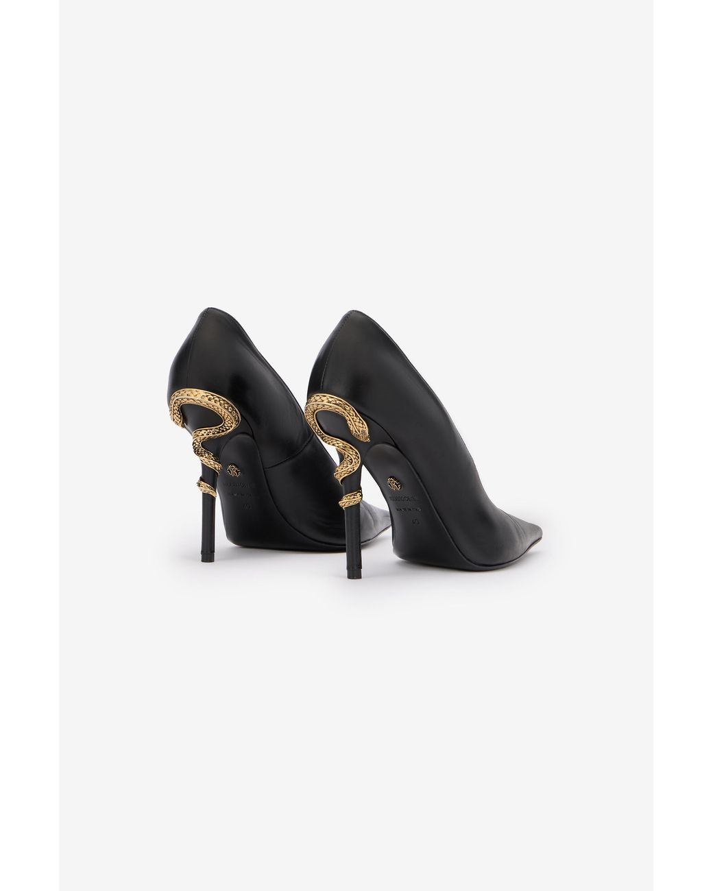 Roberto Cavalli Black Serpentine Leather Pump