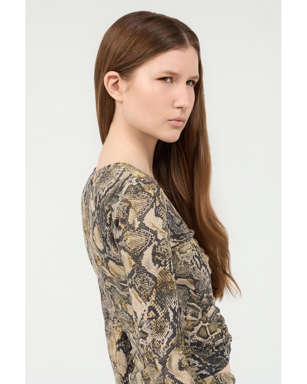 Roberto Cavalli White Top With Python Print