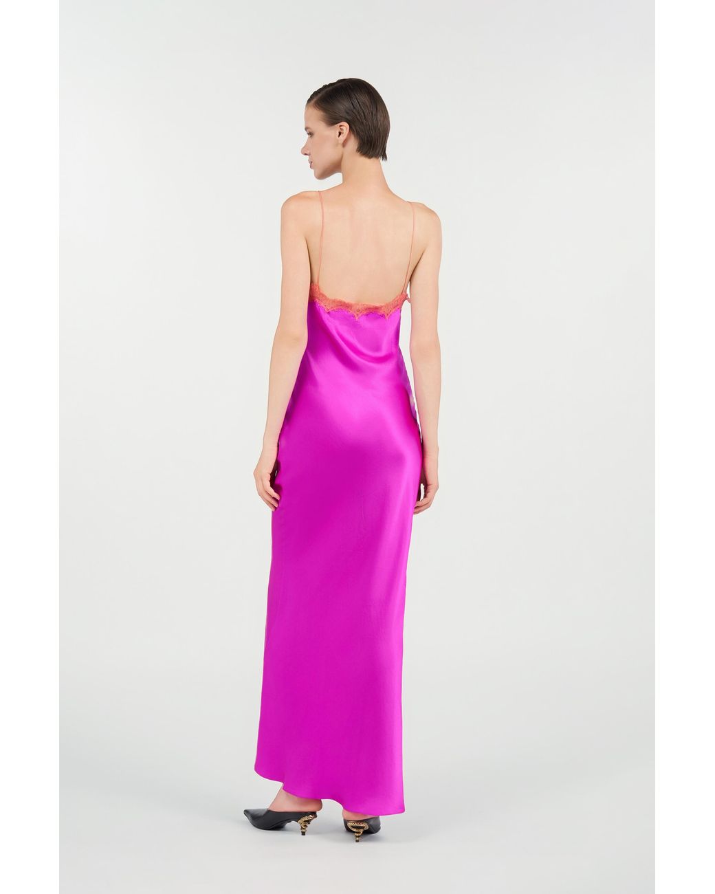 Roberto Cavalli Pink Fuchsia Silk Maxi Slip Dress