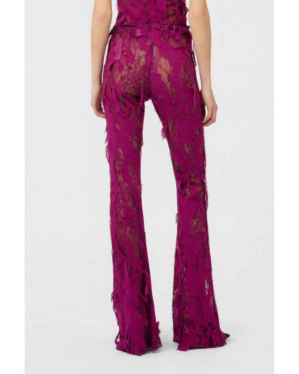 Roberto Cavalli Pink Pants With Destroyed-Effect Lace