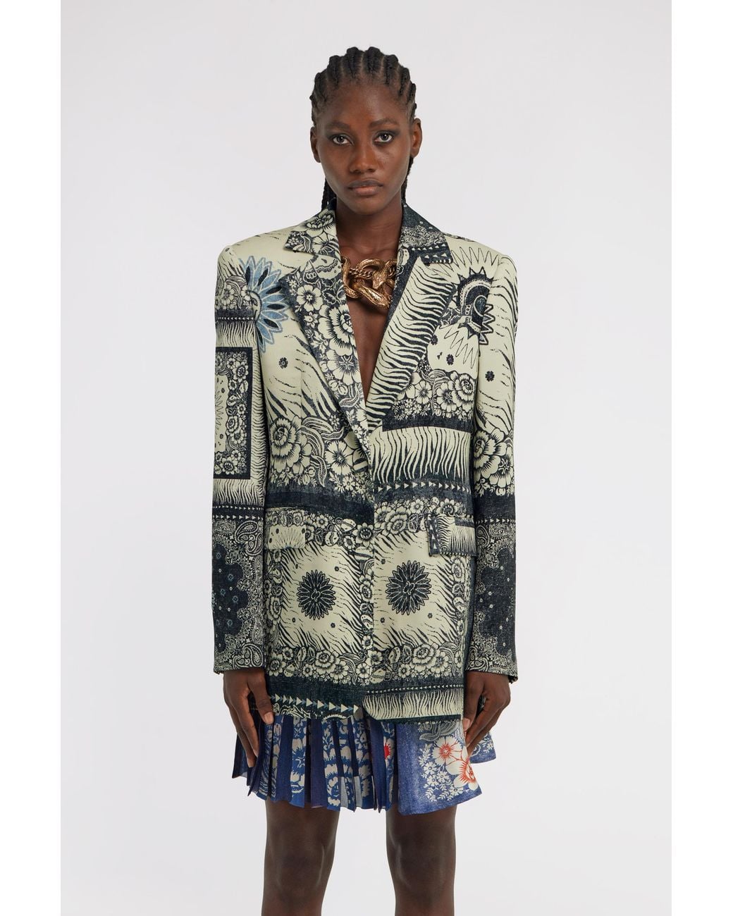 Roberto Cavalli Green Bandana Print Blazer