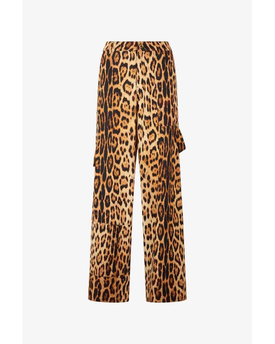 Roberto Cavalli Natural Pants With Jaguar Skin Print