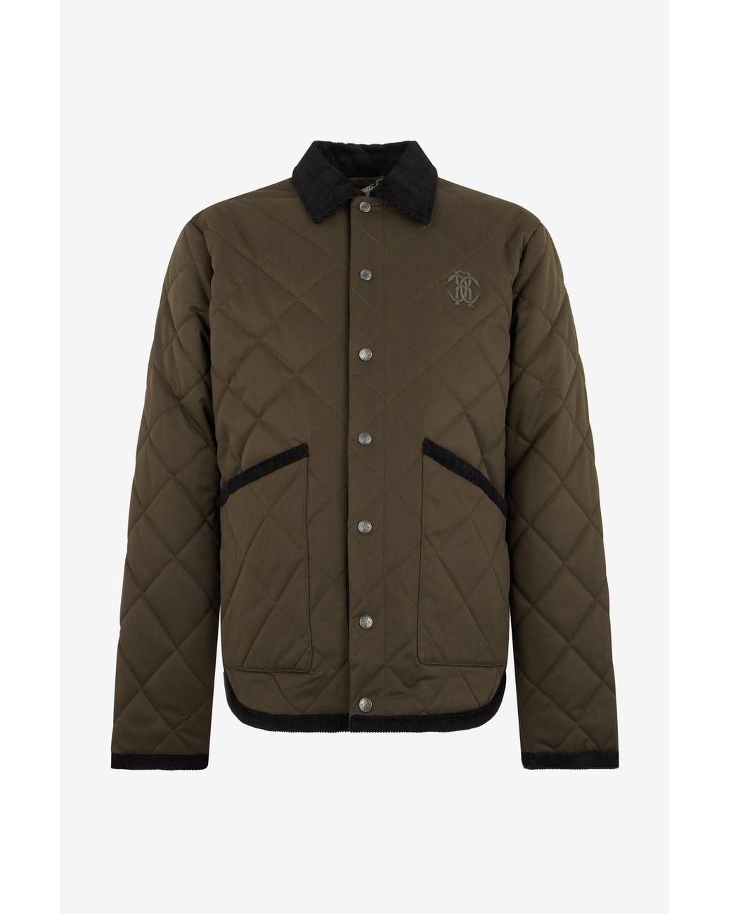 Roberto Cavalli Green Dark Jacket Husky Quilted for men