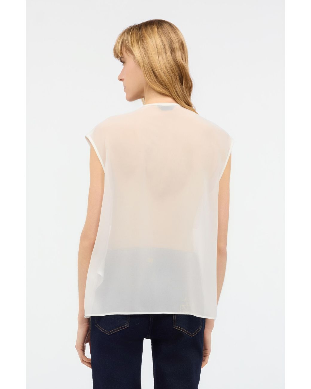 Roberto Cavalli White See-Through Sleeveless Top