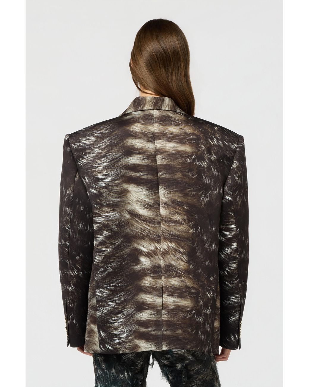 Roberto Cavalli Black Fur Print Jacket