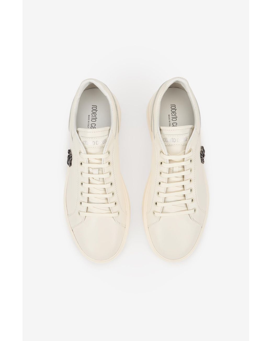 Roberto Cavalli White Ivory Sneakers With Rc Monogram for men