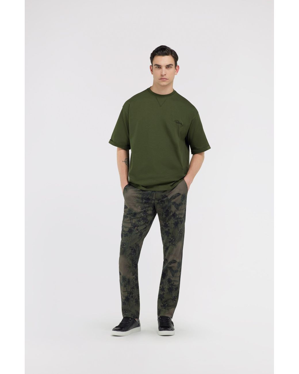 Roberto Cavalli Gray Hawaii Printed Trousers for men